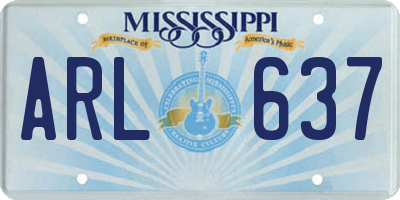 MS license plate ARL637
