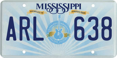MS license plate ARL638