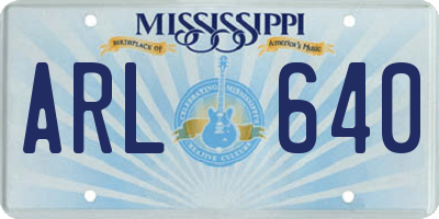 MS license plate ARL640