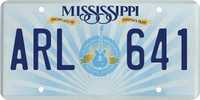 MS license plate ARL641