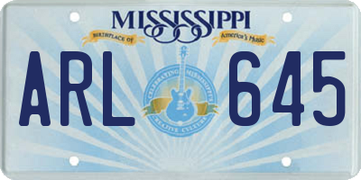 MS license plate ARL645