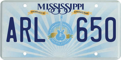 MS license plate ARL650