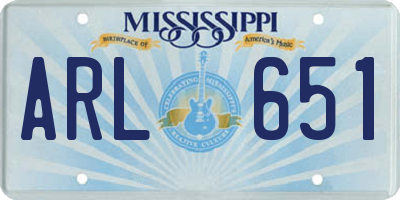 MS license plate ARL651