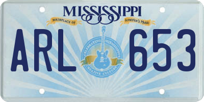 MS license plate ARL653