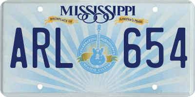 MS license plate ARL654