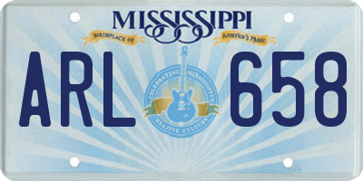 MS license plate ARL658