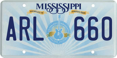 MS license plate ARL660