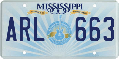 MS license plate ARL663