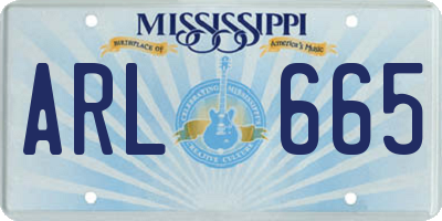 MS license plate ARL665