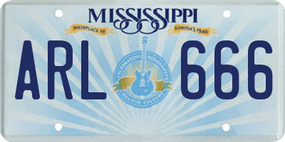 MS license plate ARL666