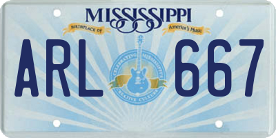 MS license plate ARL667