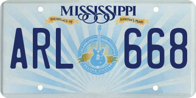 MS license plate ARL668