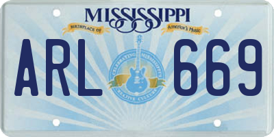 MS license plate ARL669