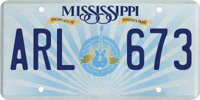 MS license plate ARL673