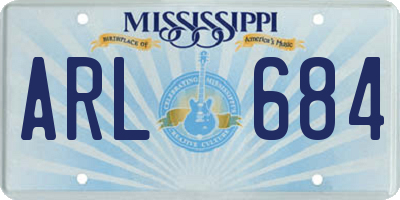 MS license plate ARL684