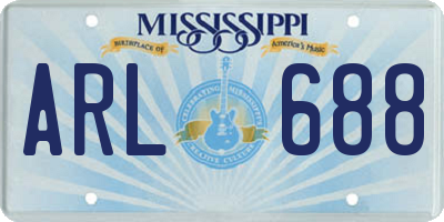 MS license plate ARL688