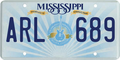 MS license plate ARL689