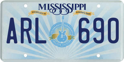 MS license plate ARL690