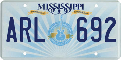 MS license plate ARL692