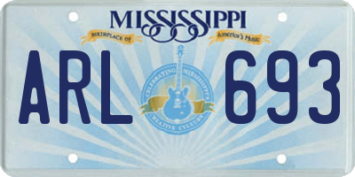 MS license plate ARL693