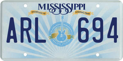 MS license plate ARL694