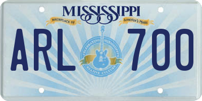 MS license plate ARL700