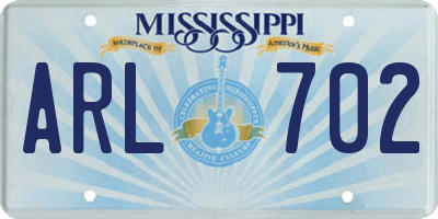 MS license plate ARL702
