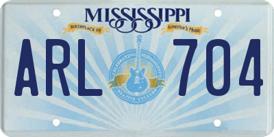 MS license plate ARL704