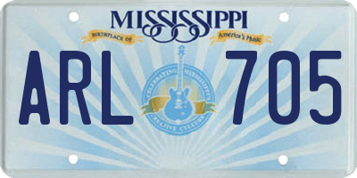 MS license plate ARL705