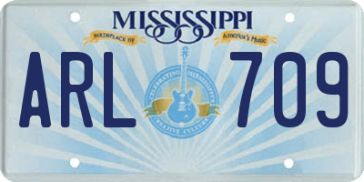 MS license plate ARL709