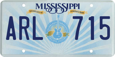 MS license plate ARL715
