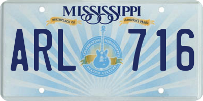 MS license plate ARL716