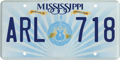MS license plate ARL718