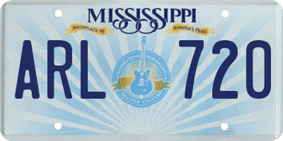 MS license plate ARL720