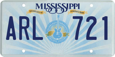 MS license plate ARL721
