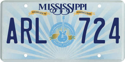 MS license plate ARL724