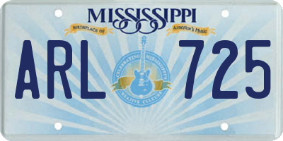 MS license plate ARL725