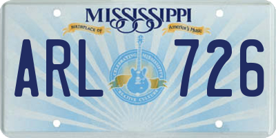 MS license plate ARL726