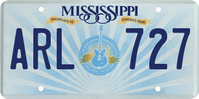 MS license plate ARL727