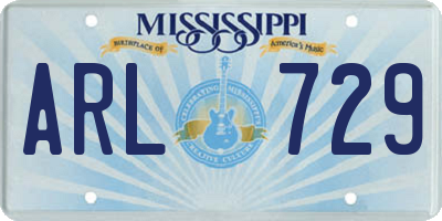 MS license plate ARL729