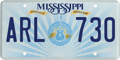 MS license plate ARL730