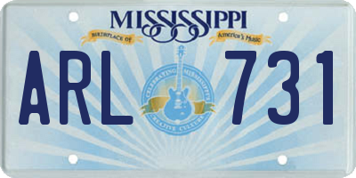 MS license plate ARL731