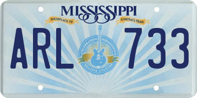MS license plate ARL733