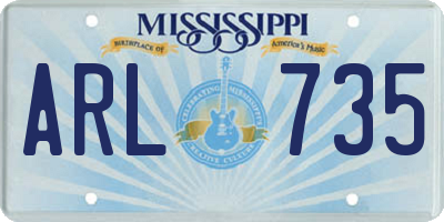 MS license plate ARL735