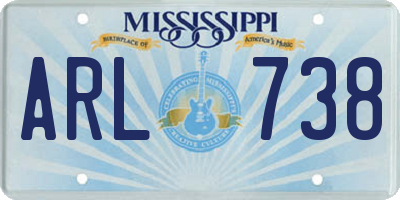 MS license plate ARL738