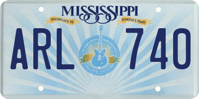 MS license plate ARL740