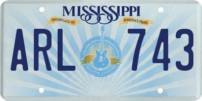 MS license plate ARL743