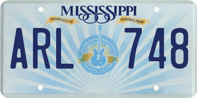MS license plate ARL748