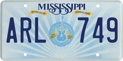 MS license plate ARL749