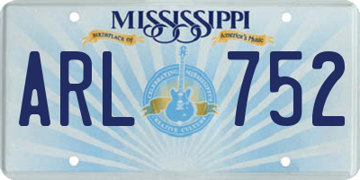 MS license plate ARL752